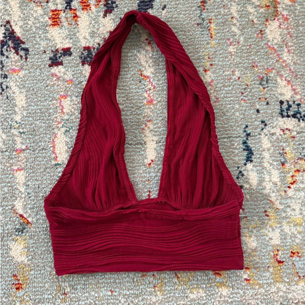 SHEIN Red Ribbed Crop Top - Picture 2 of 3